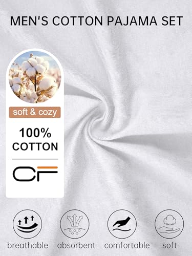 Image of COLORFULLEAF 100% Cotton Mens Pajamas Set Short Sleeve Loungewear with Long Pants Button Down Sleepwear Soft Comfy Pj for Men
