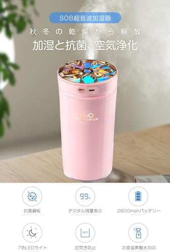 Gffiuor USB充電式コードレス加湿器