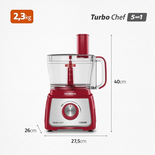 Multiprocessador Turbo Chef 5 em 1, Mondial, Vermelho, 1000W, 110V - MPN-01-R