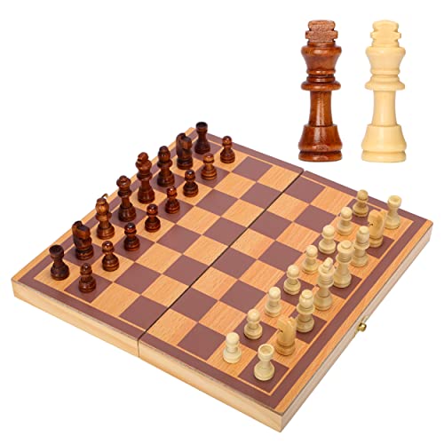Drizzle 木製チェスセットボード - トーナメントチェス 折りたたみ式 収納ボックス付き トラベルサイズ 12x12インチ - 子供と大人のパーティーゲームに最適