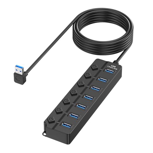 Pequeño divisor USB 2.0 de 7 puertos con transferencia de datos rápida para PC, portátil, periféricos, expansión, enchufes y reproducción