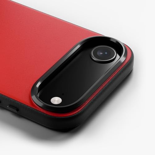 Image of DailyObjects Leatherite Case for iPhone Air Compatible with MagSafe Wireless Charging | Crimson-Grey Hybrid Magnetic Back Cover