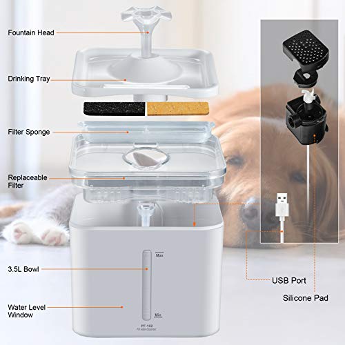 ANPETBEST Water Fountain for Cats and Dogs, 3.5L Large Automatic Pet Water Fountain Drinking Ultra Quiet Dog Water… - Image 5