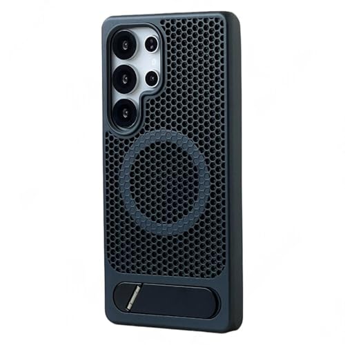 Coque rigide mate Samsung S25 Plus avec support d'objectif en alliage et maille alvéolée