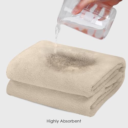 Image of HOUSSE Premium Microfiber Bath Towel - Extra Large 75x150cm Quick Dry Towels for Women Men & Kids | Super Soft Plush 550 GSM | Ultra Absorbent for Home Swimming Sports & Travel (Beige)