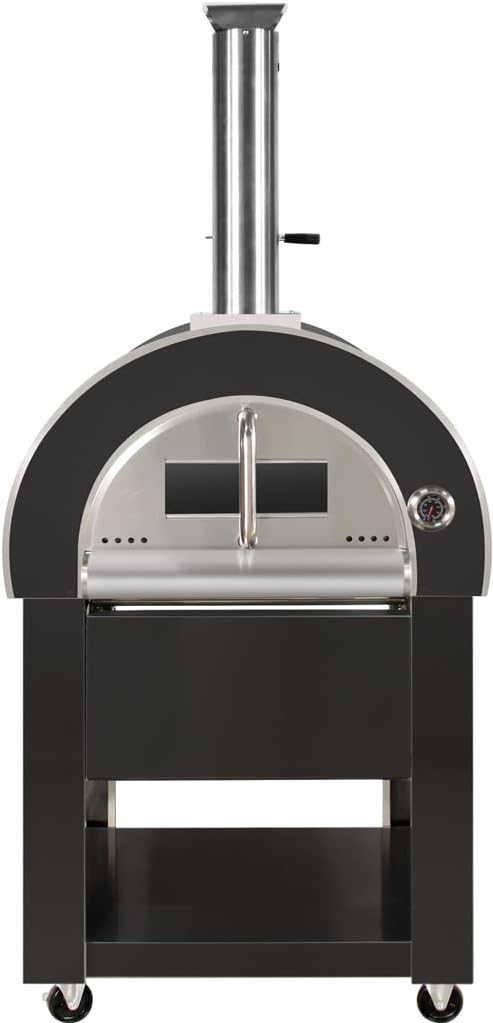 31" Outdoor Wood Fired Black Stainless Steel Artisan Pizza Oven or Grill with Waterproof Cover