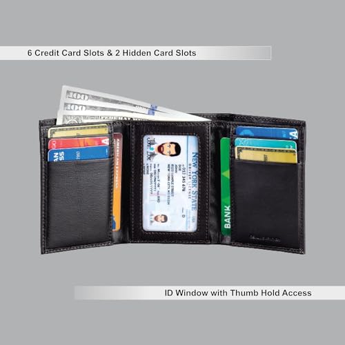 Alba Classic Trifold Nappa Leather Wallet For Men II Handmade II Minimalist II RFID Protected (Dark Brown)4