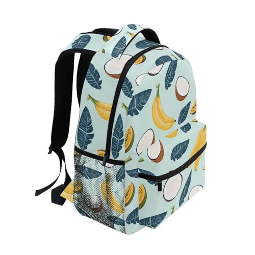 Banana Coconut Fruit Backpack for School Boys Girls Adults Kids Bookbag Laptop Bag 18L2