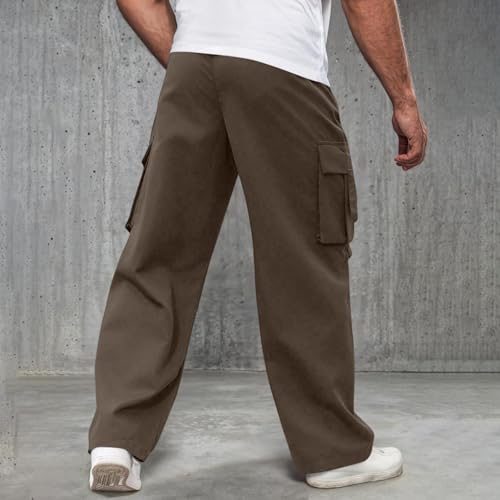 Men's Casual Cargo Pants Lightweight Stretch Hiking Sweatpants Solid Color Drawing Baggy Cargo Pants Men3