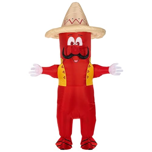 W WIDMANN MILANO Party Fashion - Costume gonflable piment, avec soufflerie intégrée, masque et sombrero, Carnaval, Fête à thème