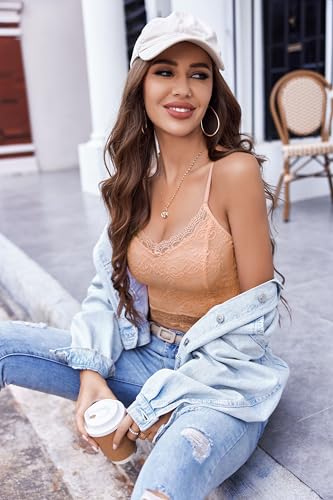 Image of Avidlove Lace Bralette for Women Spaghetti Strap Tank Top V Neck Slim Basic Camisoles