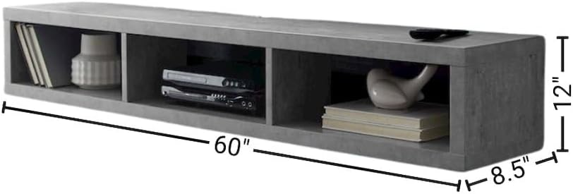Gray Floating TV Stand, Wall Mounted Console, Floating Entertainment Center with Shelf, TV Wall Shelf for Bedroom or Living Room