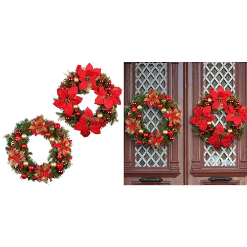 Couronnes de fleurs rouges de qualité supérieure pour décorations extérieures - 3