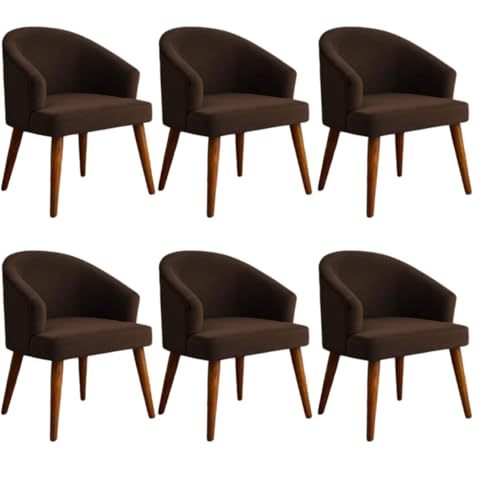Image of WOODEN SPACE Velvetine Arm Chair for Living Room | Pure Sheesham Wood Legs & Premium Velvet Fabric | Vintage Accent Chair for Home & Office (Brown Pack of 6)