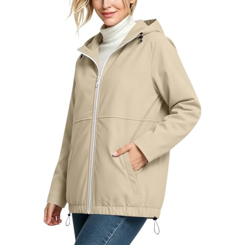 Chubasquero para mujer, chaqueta softshell ligera y chubasqueros largos 4