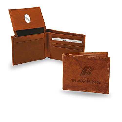 Image of Rico Industries NFL Embroidered Genuine Leather Tri-fold Wallet 3.25 inch x 4.25 inch - Slim