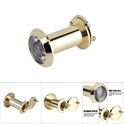 Mirilla para puerta, visor de ojo de puerta con ángulo amplio sólido para puerta de apartamento con cubierta (Dorado) miniatura 3