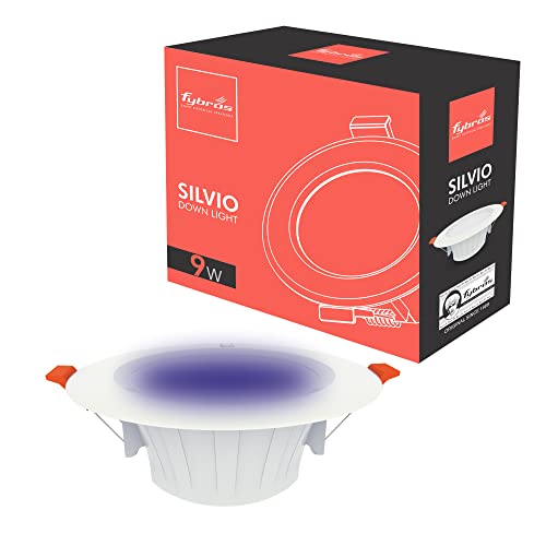 Image of FYBROS Aluminum Silvio Plus 9W Ceiling Lights for Hall, 80 mm LED Light for Home, Blue LED Ceiling Lights for Home, Junction Box Lights for Living Room, Small LED Light for Room, Warm Indoor Lighting