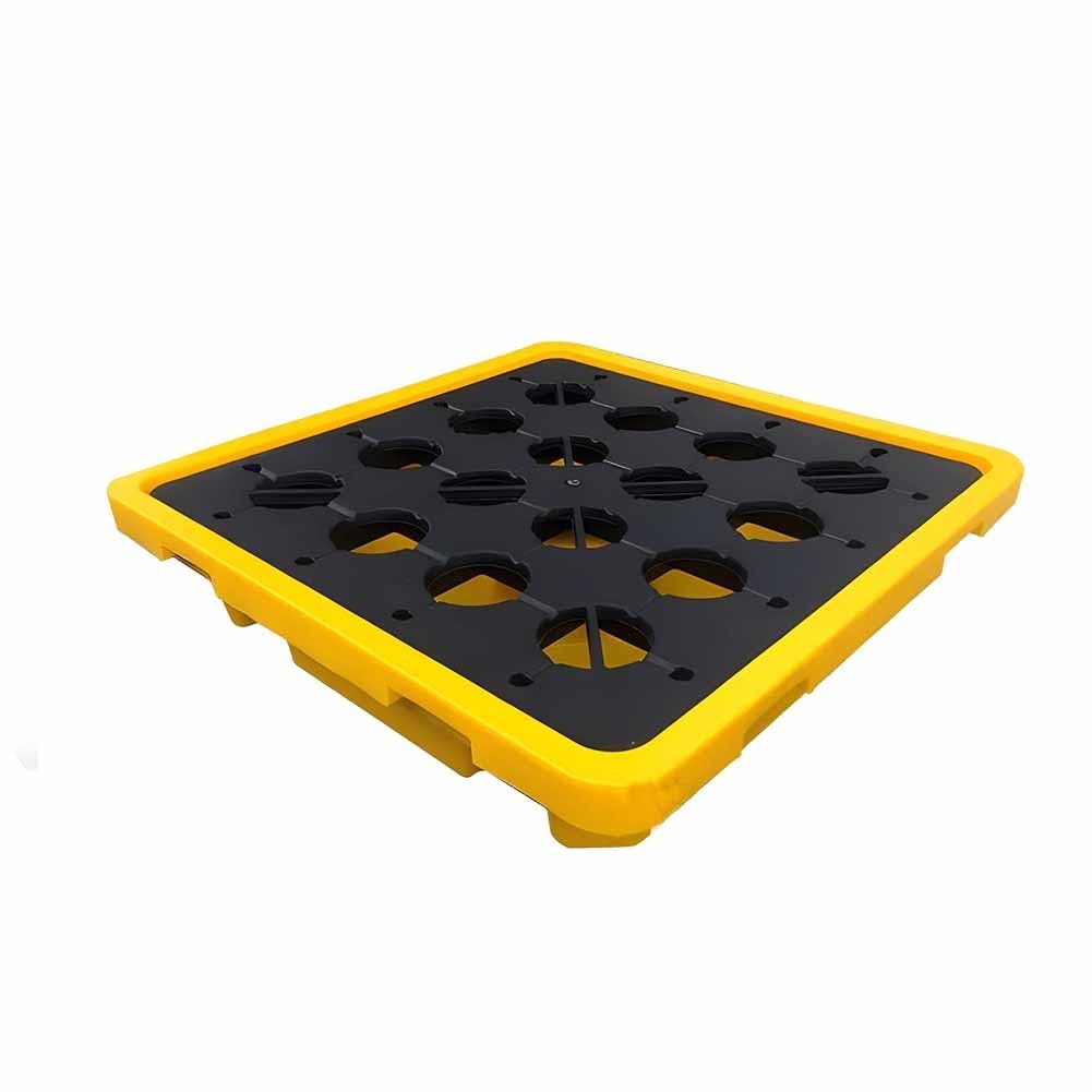 JKJZSALJ Spill Containment Pallet,Oil Drum Spill Containment Pallet With Grating Stackable Industrial Platform For Capacity Tray Modular Outlet Platform,Yellow,67x67x15cm