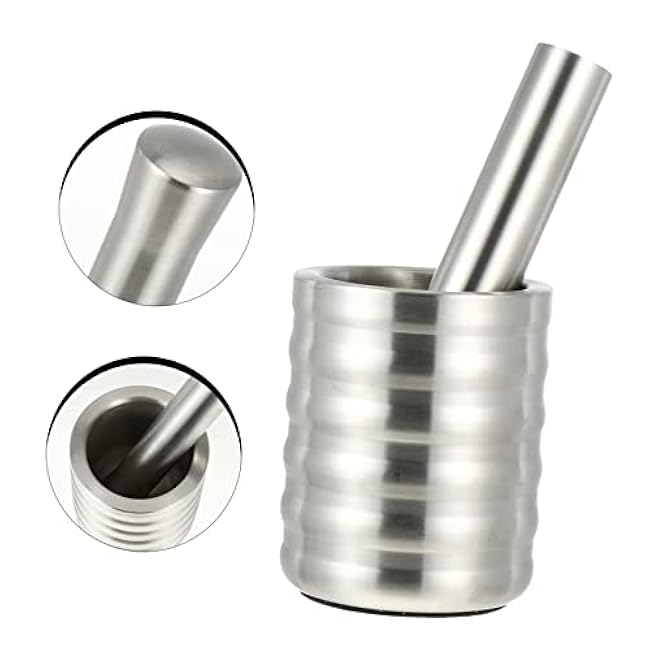 Garneck 1set Stainless Steel Garlic Crusher Ginger Mincer with Pestle Easy to Clean Kitchen Tool for Crushing Garlic Grinding Spices and Seasonings