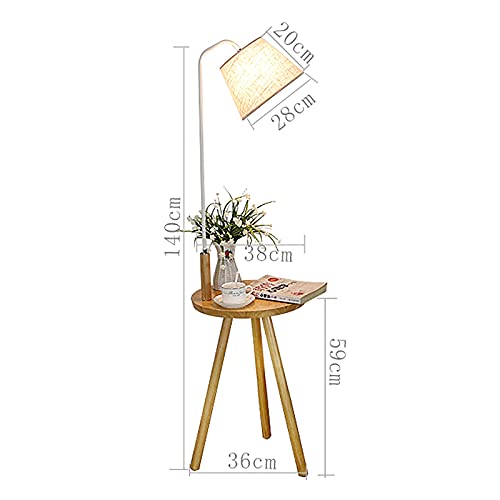 Lámpara de pie de madera con diseño de trípode y elegante pantalla textil E27 4