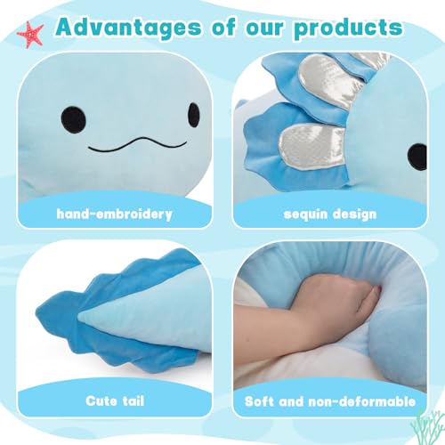 Image of BENINY Large Blue Axolotl Plush Toy, 39 inch Giant Axolotl Stuffed Animal Plush, Big Toys Gift for Girls Kids, Long Squishy Pillow for Holiday Birthday Christmas