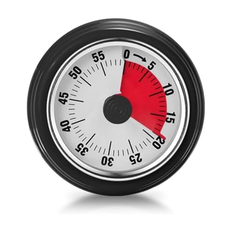 Visual Timer, Teeloray 60-Minute Countdown Timer, Kitchen Timer with Magnetic Base, Mechanical Clockwork, Ringer Alert, Time Management Tool for Children and Adults, Study/Work/Cooking (Black) Cover