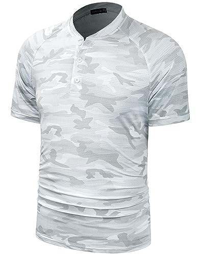 TAPULCO Mens Collarless Golf Shirts Short Sleeve Dry Fit Stretch Casual Breathable Lightweight Tshirts2