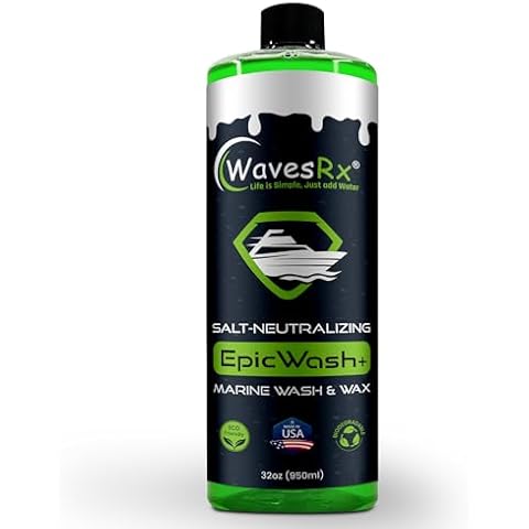 WavesRx Salt Neutralizing Boat Soap & Jet Ski Wash with SiO2 Surface Protection (EpicWash+) | Marine Grade Cleaner Removes Salt & Contaminants | Protective Ceramic Coating Prevents Buildup & UV Damage Cover