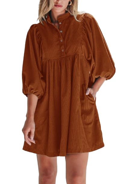 Opemiby Corduroy Babydoll Dress