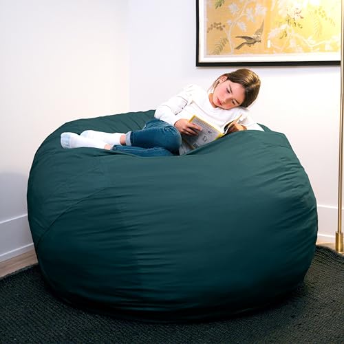 Image of Big Joe Fuf 5Ft Oversized Foam Bean Bag Chair with Removable Cover for Kids, Teens, Adults, Deep Sea Velveteen, Durable Woven Polyester, 5 Foot Large Reading and Gaming Seat | Premium Shredded Foam Filled, Velveteen, Adult-Sized Comfortable Seating, Supports Up to 300 lbs