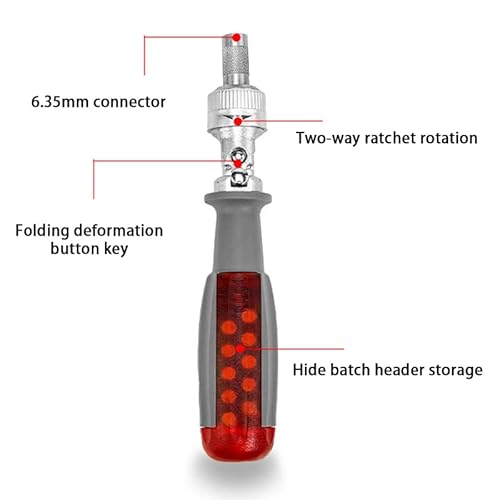 Indprod 11 In 1 Ratchet Screwdriver,Portable Multi-Purpose Screwdriver,With 1/4" S2 Double-Headed Phillips, Slotted, Square, Torx And Combo Bits,Magnetic Head,Adjustable Screwdriver Repair Tools #TOP2