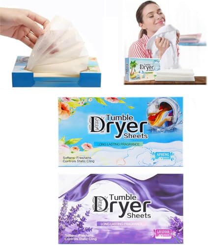 ALMEKAQUZ Dryer Sheets 2 Box/80 Pcs Natural Fabric Softener with Plant-Based Formula Clothing Softness Sheet Removes Static Cling Gentle on Clothes (Coconut & Lavender)
