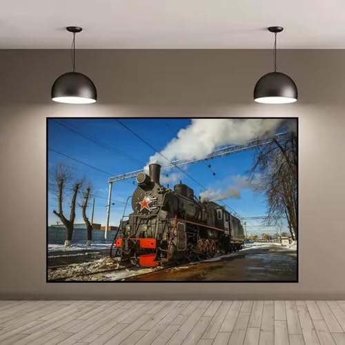 Toile Train à Vapeur Magique déco vintage grand format 80x120