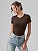 OQQ Women's Crew Neck Short Sleeve Bodysuit Ruched Stretch Vacation Basic for Tops Spring & Summer Darkbrown
