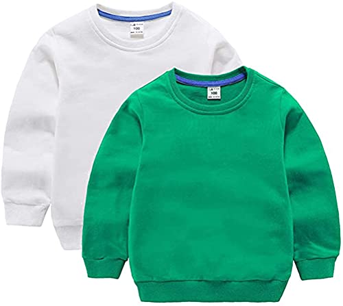 Image of HAXICO Unisex Kids Solid Cotton Thin Pullover Sweatshirt T-Shirt Toddler Baby Crewneck Long Sleeve Tshirts Tops Blouse