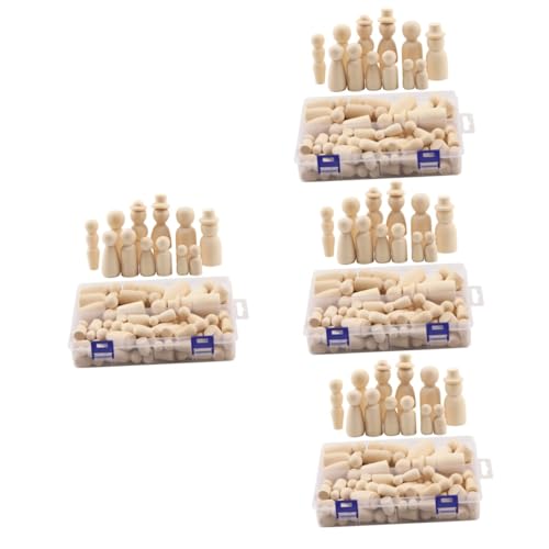 SHINEOFI 4 Juegos Marioneta Pintada Muñecas Bebé Reborn Descendientes Muñecas Artesanía De Muñecas Juguetes Mesa De Arena Peg Personas Muñeca Peg De Madera 55 Piezas X 4