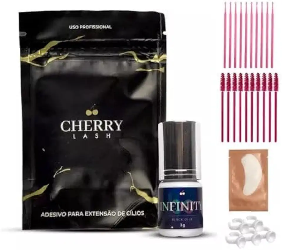 Cola Adesivo Cherry Infinity para Extensão de Cílios - Formulação Avançada, Secagem Rápida, Alta Fixação, Ideal para Aplicação Profissional, Volume de 3ml, Cílios Duradouros e Precisão na Aplicação