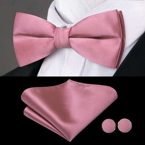 Image of Dubulle Mens Cummerbund and Bow Tie Set Paisley Floral Pretied Bowties for Men Pocket Square Cufflinks Wedding Business