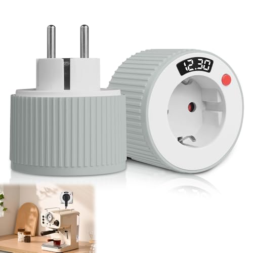 HOVCEH Zeitschaltuhr Steckdose, 2 Stück Zeitschaltuhr Digital, Timer Steckdose AC 230V 16A 3680W, 1 Min-24H, Countdown Timer für Weihnachtsbeleuchtung, Heizgeräte & Haushaltsgeräte