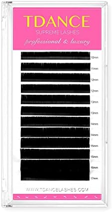 TDANCE Lash Extension Matte Black Eyelash Extension C CC D DD J B L Curl Volume & Classic Lash Extensions 0.03-0.18mm Thickness Professional Salon Use(0.05-D,10-17 mm)