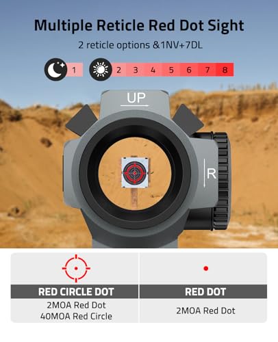 Image of CVLIFE EagleFeather X Solar Multi-Reticle Red Dot Sight for Rifle,1x20mm 2MOA Dot 40MOA Circle Motion Awake Solar Optics with Quick Detach Mount Flip Up Covers,IPX7 Waterproof Fogproof