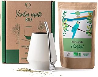 ORIGEENS YERBA MATE SET with Yerba Mate gourd, Mate Bombilla and Organic Yerba Mate Tea | Stylish Ceramic Yerba Mate Cup | Original gift set