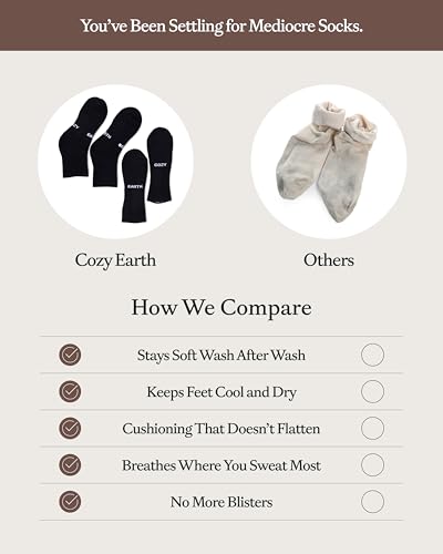 Image of Cozy Earth Essential Quarter Socks for Women and Men - Soft Mercerized Cotton Crew Socks 2-Pack Set - Heel & Arch Support