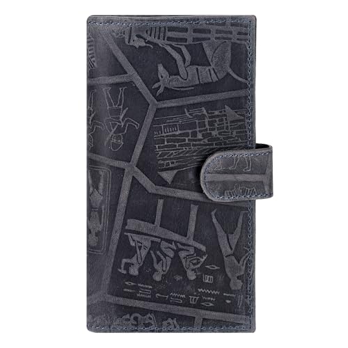 Image of Oak Leathers Checkbook Cover Slim Minimalist For Men with RFID Blocking Credit Card Holder Wallet (Egyptian Blue)