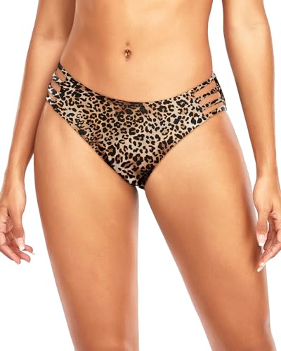 Image of Women Bikini Bottom Full Coverage Bathing Suit Bottoms Swimsuit Bottom | Low Waist Design, Side Strap Cutout, Full Rear Coverage, Secure Fit, Soft Breathable Fabric