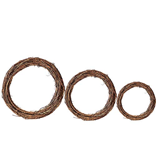 Aisszhao 30cm 20cm 15cm Natural Grapevine Wreath Christmas Wreath Door Round Garland Vine Branch Wreath DIY Craft Xmas Wedding Holidays New Year Garden Home Party Decors(15+20+30)