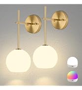 BETTERBEAM Aira Set of 2 Gold Finish LED Rechargeable Wall Sconce with Remote BETTERBEAM Aira Set of 2 Gold Finish LED Rechargeable Wall Sconce with Remote
