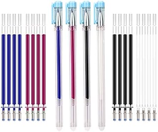 AIEX 4 Colors Heat Erasable Pens Fabric Marking Pens with 20 Refills for Quilting Sewing, Dressmaking, Fabrics, Tailors Sewing with Cap (Blue)
