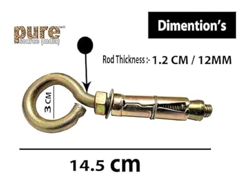 Image of Pure Source India Swing Anchor Fasteners Iron Hook for Hanging Swing (Gold, 12 mm) - 24 Pieces